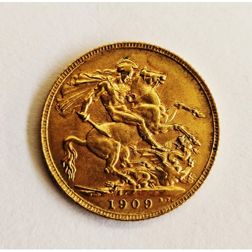 255 - Edward VII, 1909 Sovereign, rev. St George & dragon, date below