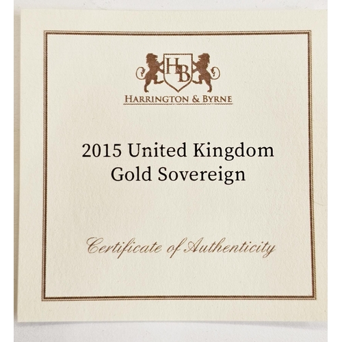 259 - Elizabeth II, 2015  Sovereign, Brilliant Uncirculated, Coronated head right, rev. St George & Dragon... 