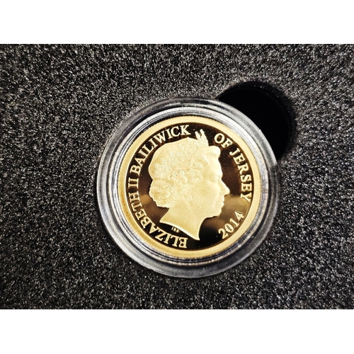 270 - 2014 Jersey Gold Proof £1, Coronated head right, rev. garnished shield with three leopards passant w... 