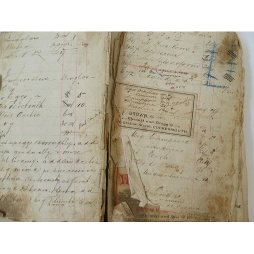 29 - Handwritten notebook, early 20th century, recipes for medicines, powders, tonics, for both human and... 