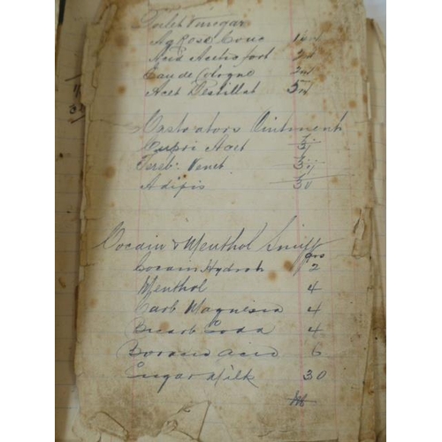 29 - Handwritten notebook, early 20th century, recipes for medicines, powders, tonics, for both human and... 