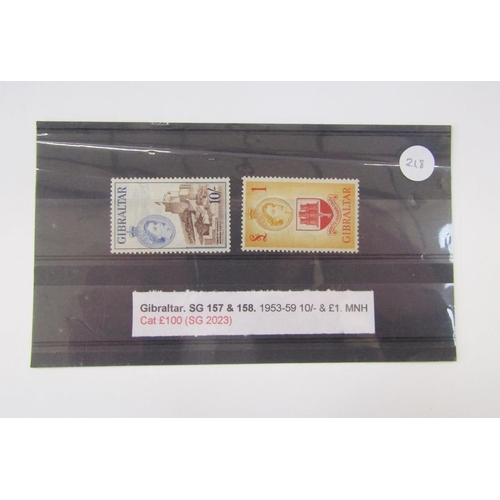 337 - Gibraltar Stamps: QV to QEII definitives on 10 stockcards, mostly mint, to £1 highest values, includ... 