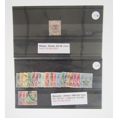 339 - Stamps of Malaya: QV-QEII used definitive issues including KGVI sets to $5 for Johore, Penang and Pe... 