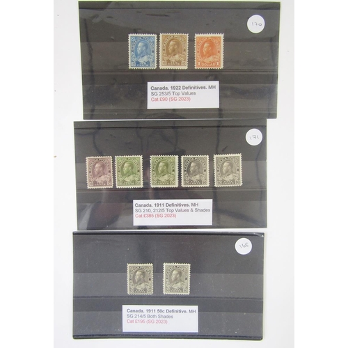 343 - Stamps of Canada: Various sets on 11 stockcards of KGV and KGVI including Newfoundland 1938 royalty ... 