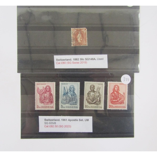 349 - Stamps of Switzerland: Various mint and used issues from 1862 onwards of definitives and commemorati... 