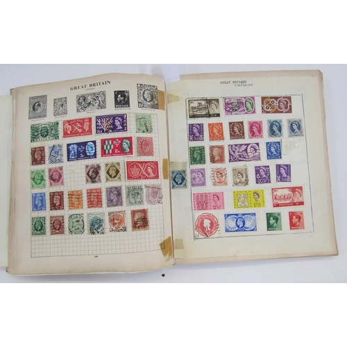 358 - All World: Two albums and small tin of mostly used definitives and commemoratives, some mint from GB... 