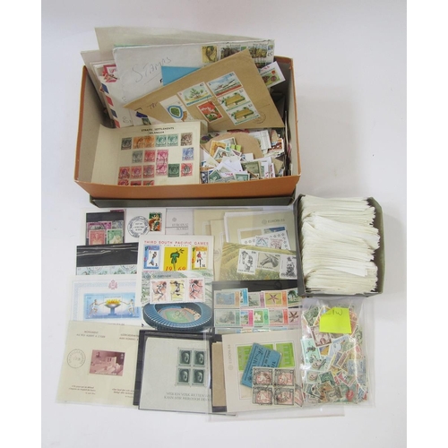 370 - British Empire Stamps: Two boxes of mostly mint and used definitives and commemoratives in 6 stock b... 