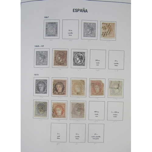 375 - Stamps of Spain: Large box of 4 bespoke DAVO albums of mostly used from first 1850 definitive on. Ea... 