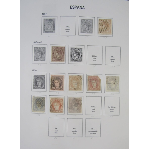 375 - Stamps of Spain: Large box of 4 bespoke DAVO albums of mostly used from first 1850 definitive on. Ea... 