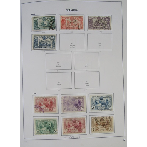 375 - Stamps of Spain: Large box of 4 bespoke DAVO albums of mostly used from first 1850 definitive on. Ea... 