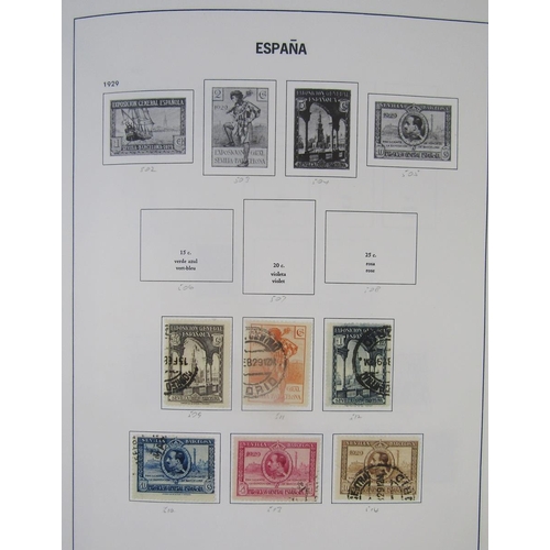 375 - Stamps of Spain: Large box of 4 bespoke DAVO albums of mostly used from first 1850 definitive on. Ea... 