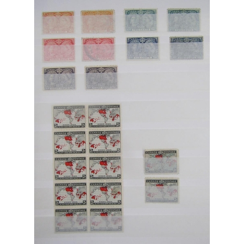 387 - Canada stamps: QV-QEII issues in album, stockbook, and sleeve of definitives, commemoratives, offici... 