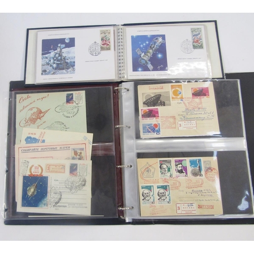 388 - Russia/Soviet CCCP Stamps: Large box of 5 albums with space-related definitives and commemoratives b... 