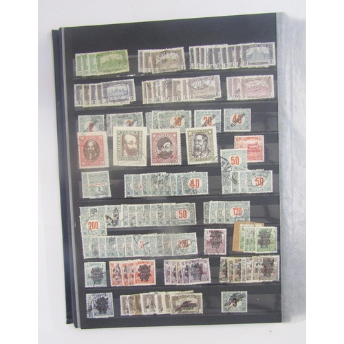 393 - Hungary stamps: Box of 5 large stock books of mint and used issues from 1868 1kr blue journal to mod... 