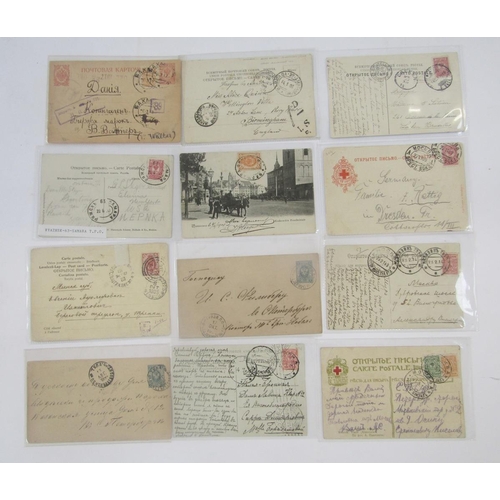 396 - Stamps of Imperial Russia: Box of over 150 postcards, 1900-1917, full of postal history of the perio... 