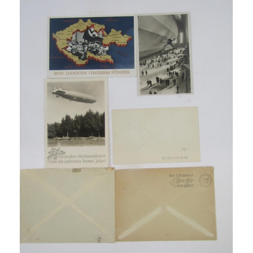 400 - German stamps: Sleeve of various Zeppelin-related covers and postcards, 8 postally used from 1938/39... 