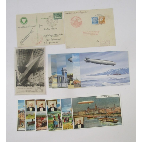 400 - German stamps: Sleeve of various Zeppelin-related covers and postcards, 8 postally used from 1938/39... 