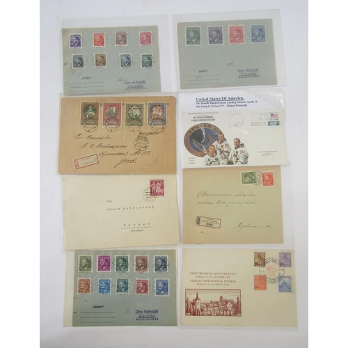 416 - World Stamps: Box, tin and album pages of mainly mint and used definitives and commemoratives on cov... 