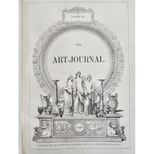 53 - Ten bound volumes of the Art Journal 1849, 50, 51, 52, 53, 54, 55, 56, 57 and 58, half calf over mar... 