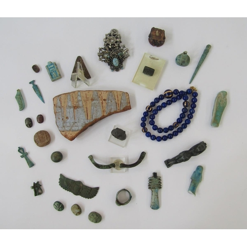 583 - Collection of Grand Tour and later Egyptian artefacts, group of various amulets and beads.