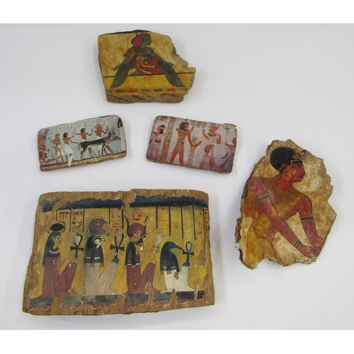 586 - Collection of Grand Tour and later Egyptian artefacts, 5 x fragments of wooden cartonnage.