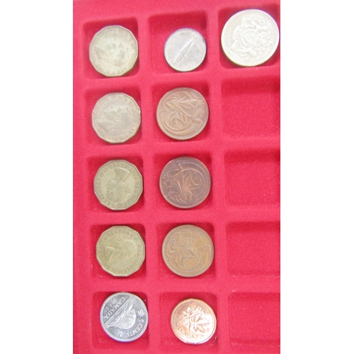 239 - Numismatic Travel Case, with 6 red trays, most trays containing world and British coins of all denom... 