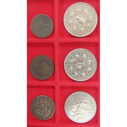 239 - Numismatic Travel Case, with 6 red trays, most trays containing world and British coins of all denom... 