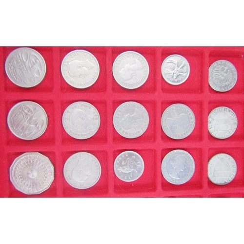 239 - Numismatic Travel Case, with 6 red trays, most trays containing world and British coins of all denom... 