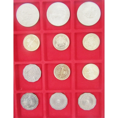 239 - Numismatic Travel Case, with 6 red trays, most trays containing world and British coins of all denom... 