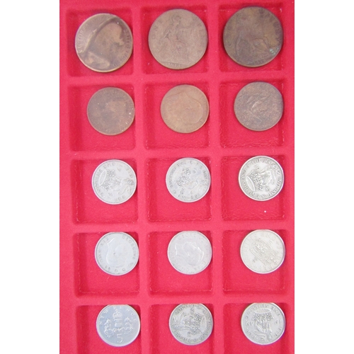 239 - Numismatic Travel Case, with 6 red trays, most trays containing world and British coins of all denom... 