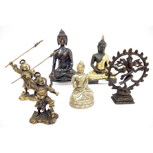 115 - Group of Asian and Indian figures of Gods and Bodhisattva, 20th century, including: an Indian Shiva ... 