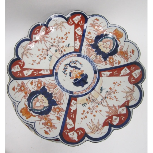 117 - Japanese Meiji period Satsuma dish, painted with birds and flowering branches, red character marks t... 