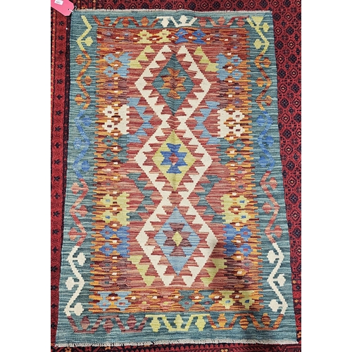 1384 - Hand knotted woollen Chobi kilim, 130cm x 83cm