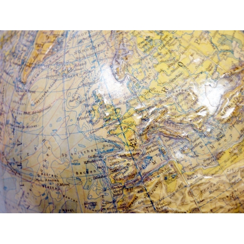 147 - Mid-century German relief 'Raths Physikalischer Erdglobus' world table globe, after Dr Arthur Kraus,... 