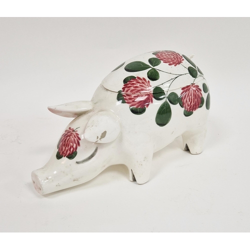 15 - Wemyss Plichta pottery pig-shaped hat pin box and cover, early to mid 20th century printed grey mark... 