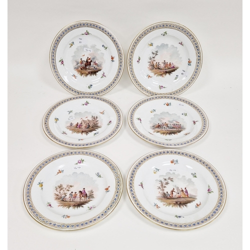 16 - Six continental porcelain pierced cabinet plates, late 19th/early 20th century blue eagle and sceptr... 