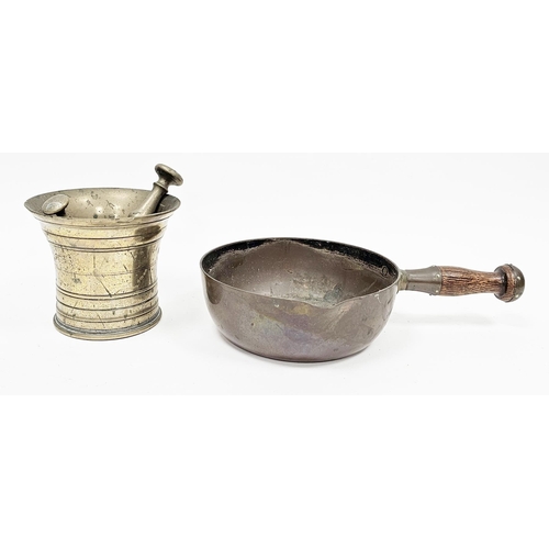 164 - World War I trench art brass shell formed into a pestle and mortar, 14cm high and a Jos Heinrichs co... 