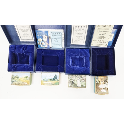 173 - Four Halcyon Days limited edition enamel boxes, all lids decorated with famous paintings including T... 