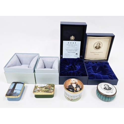 182 - Four Halcyon Days enamel boxes including the bicentenary of the death of Vice Admiral Lord Nelson, n... 