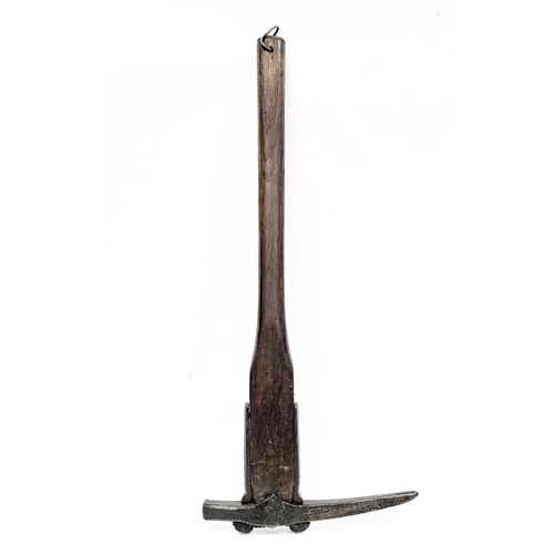 214 - Antique pickaxe by Whitehouse & Sons of Cannock, the steel head stamped with makers mark, with woode... 