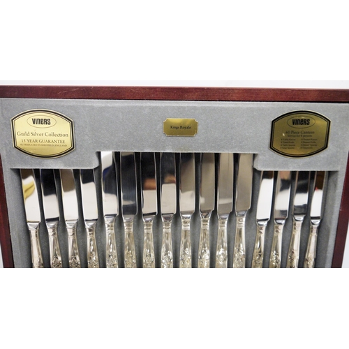 265 - Viners of Sheffield 60 piece canteen of cutlery, Kings Royale pattern of the Guild silver plated col... 