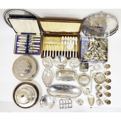 272 - Collection of silverplate and metalware including various flatware, basting spoon, muffin dish, coas... 