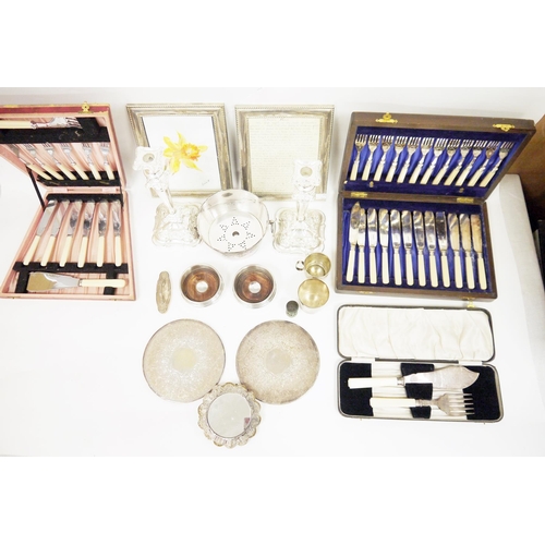 274 - Silver backed nail buffer, Birmingham 1916 together with a collection of silver plate including pair... 