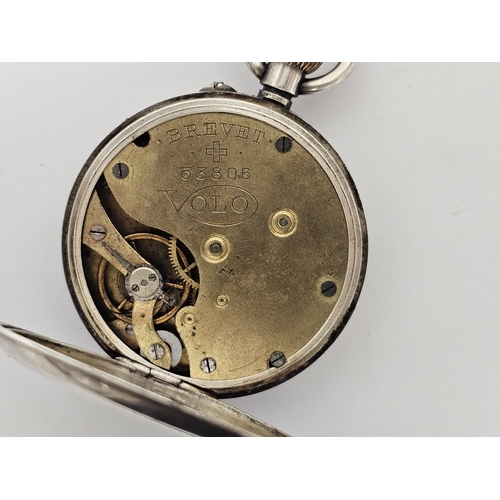 278 - Early 20th century silver-cased open-faced pocket watch, the enamel dial with roman numerals denotin... 