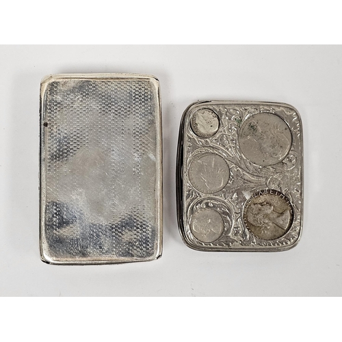 290 - George IV silver table snuffbox, London 1821 Charles Rawlings, of rectangular form with engine turne... 