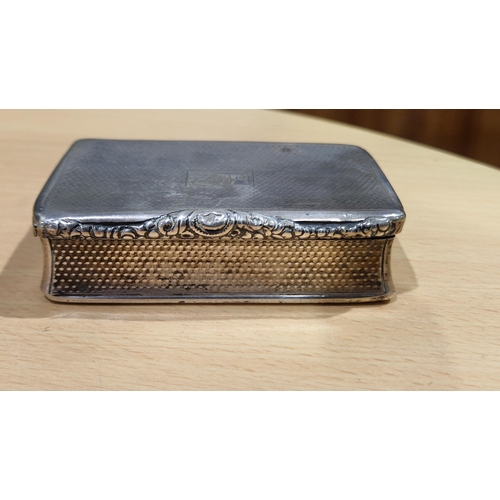 290 - George IV silver table snuffbox, London 1821 Charles Rawlings, of rectangular form with engine turne... 