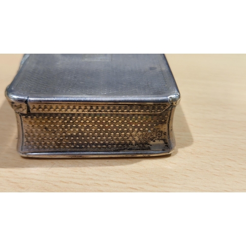 290 - George IV silver table snuffbox, London 1821 Charles Rawlings, of rectangular form with engine turne... 