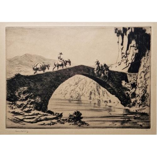 307 - Lionel Lindsay (1874-1961)
 Etching with drypoint on paper
 'A bridge Estremadura, 1926', signed in ... 