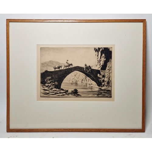 307 - Lionel Lindsay (1874-1961)
 Etching with drypoint on paper
 'A bridge Estremadura, 1926', signed in ... 