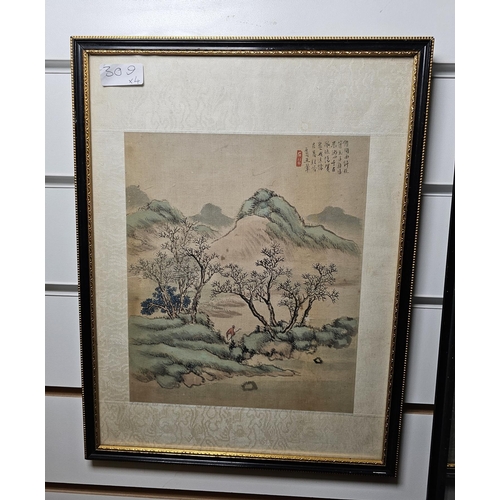 309 - Group of early 20th century Chinese watercolours, including: two featuring immortals in discussion b... 